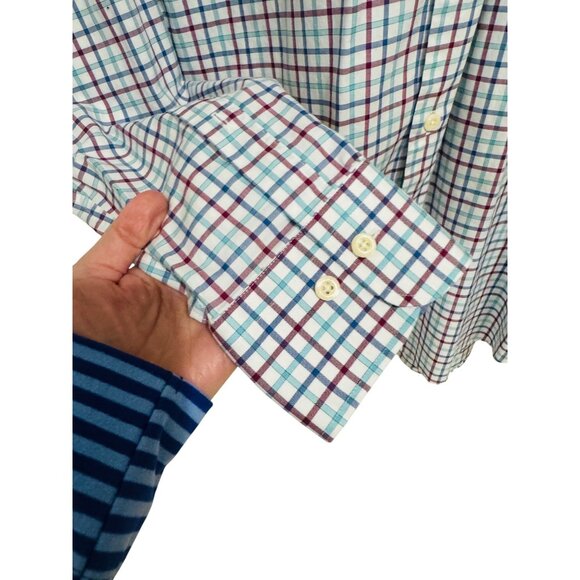 Peter Millar Disney Collection Mens L L/S Button-Down Plaid Shirt Red/White/Blue - Picture 8 of 8